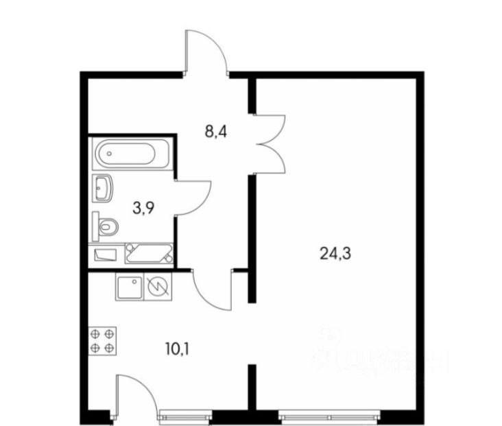 1-комнатная 46.7 м2 в ЖК undefined корпус null этаж 10