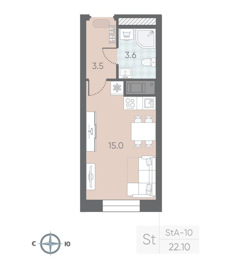 Студия 22 м2 в ЖК Большая Охта корпус null этаж 8