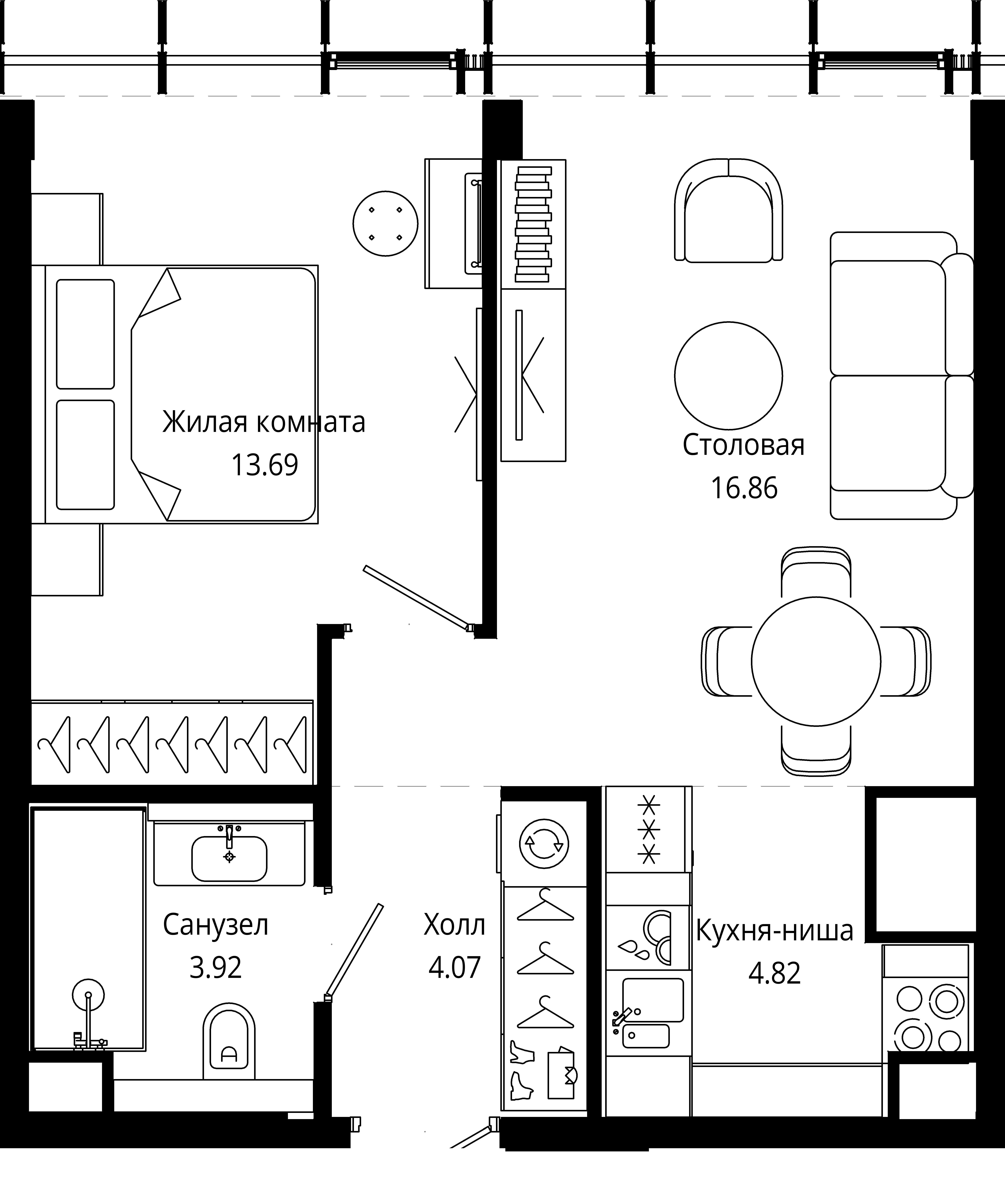 1-комнатная 43 м2 в ЖК МОД корпус null этаж 51
