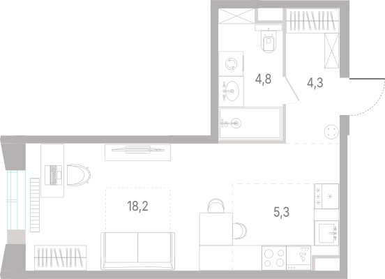Студия 32 м2 в ЖК КОД Сокольники корпус null этаж 2