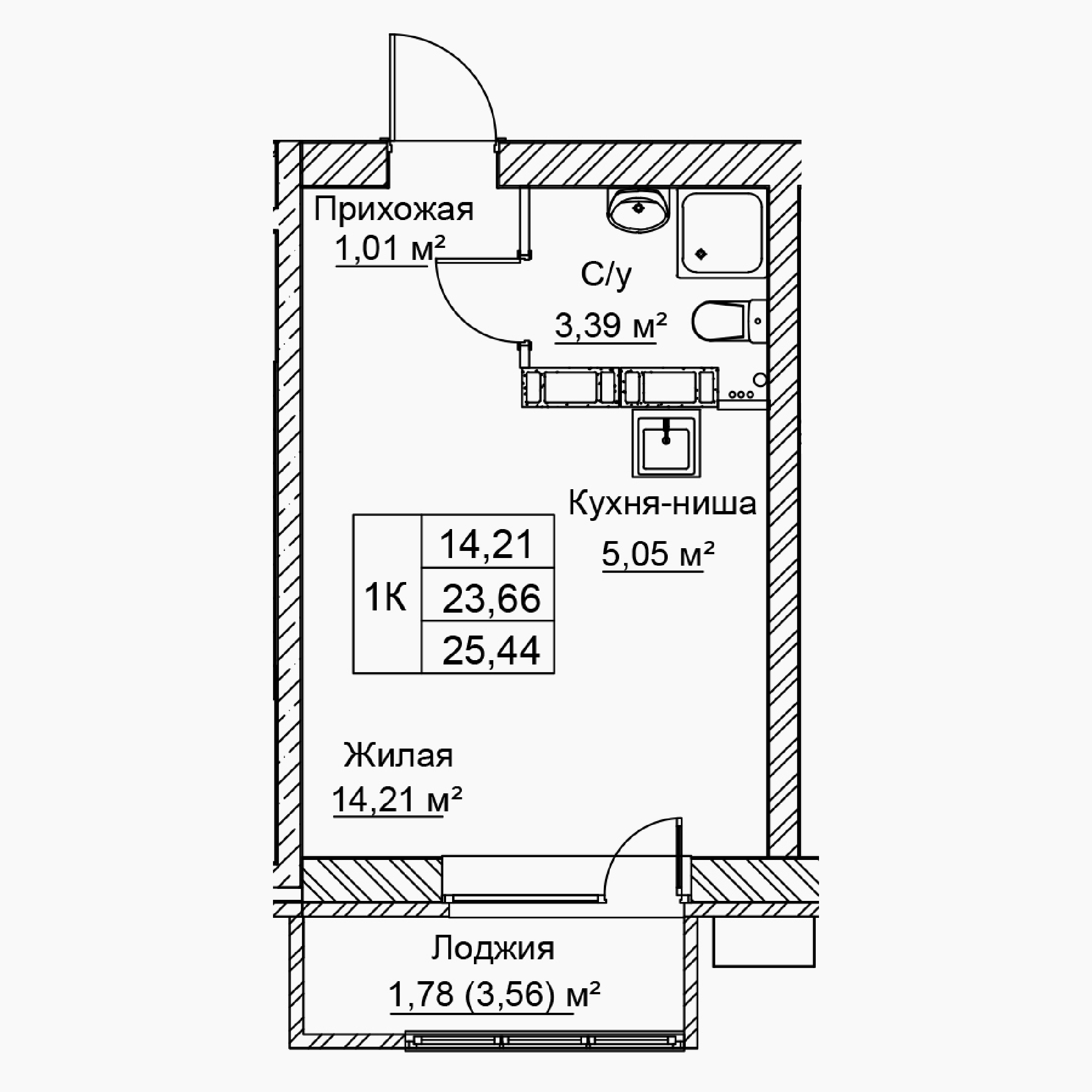 1-комнатная 25 м2 в ЖК Сталь корпус null этаж 17