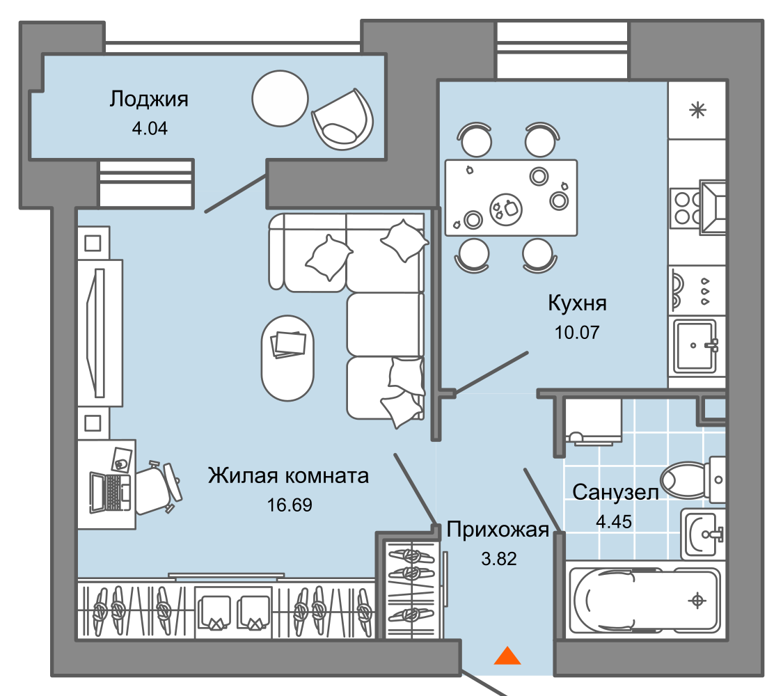 1-комнатная 37 м2 в ЖК Город новаторов корпус null этаж 5