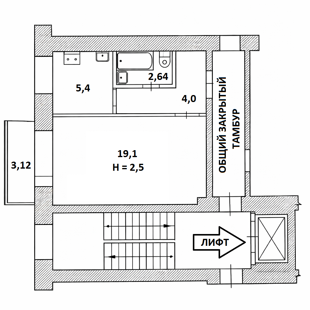 1-комнатная 34.2 м2 в ЖК undefined корпус null этаж 2