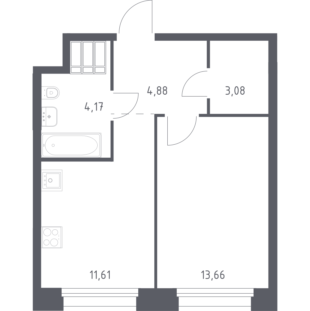 1-комнатная 37 м2 в ЖК Тропарево Парк корпус null этаж 21