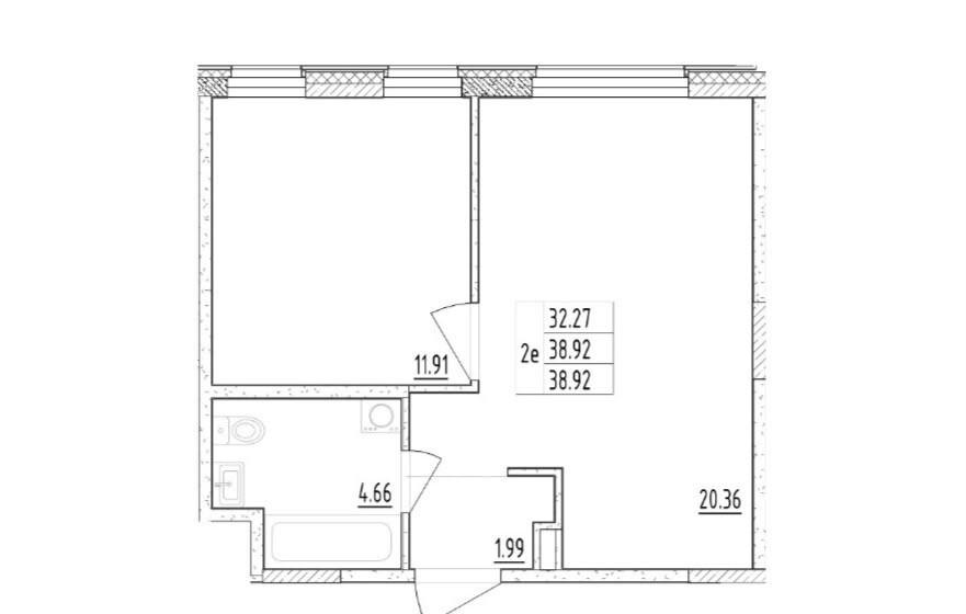 1-комнатная 40.6 м2 в ЖК undefined корпус null этаж 10