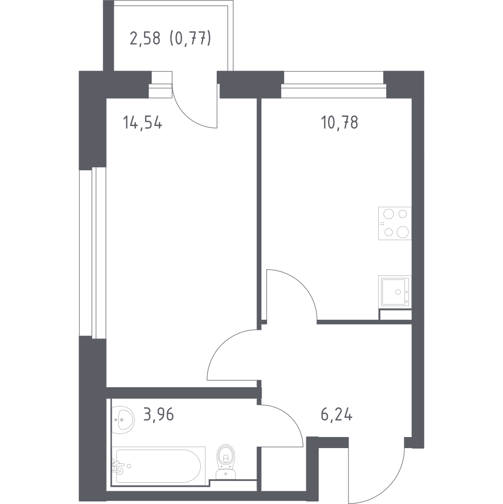 1-комнатная 36 м2 в ЖК Сердце Сахалина корпус null этаж 6