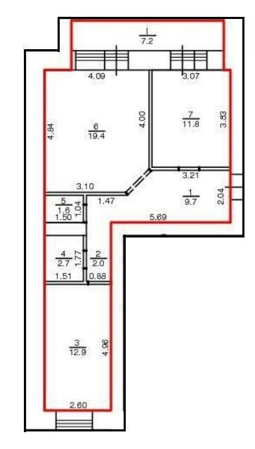 2-комнатная 60.1 м2 в ЖК undefined корпус null этаж 2