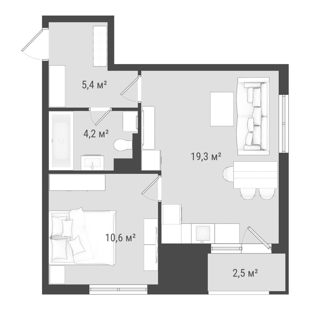 Студия 40 м2 в ЖК Друзья корпус null этаж 13