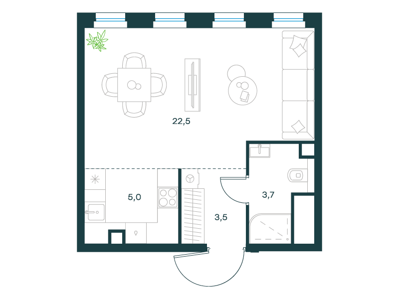 1-комнатная 34 м2 в ЖК Level Селигерская корпус null этаж 36