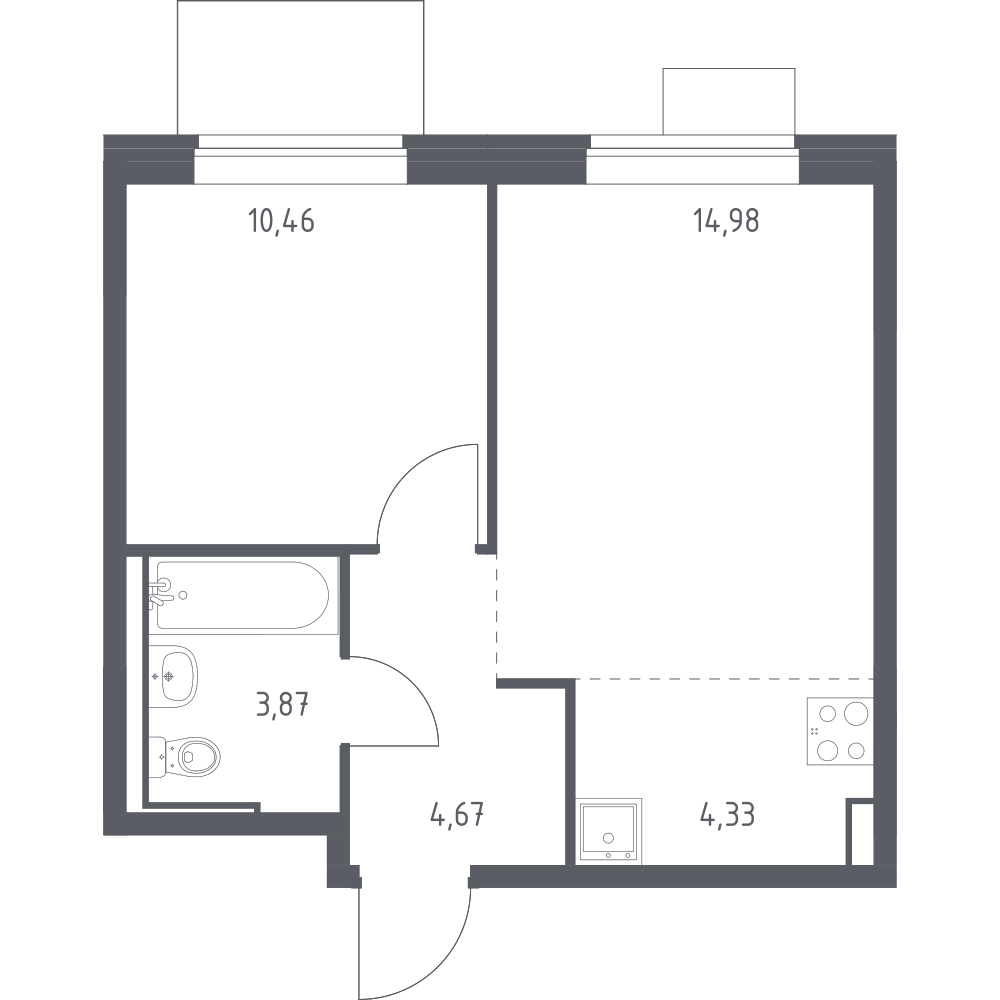 Студия 38 м2 в ЖК Молжаниново корпус null этаж 5