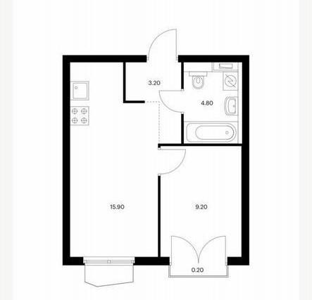 1-комнатная 33.3 м2 в ЖК undefined корпус null этаж 15