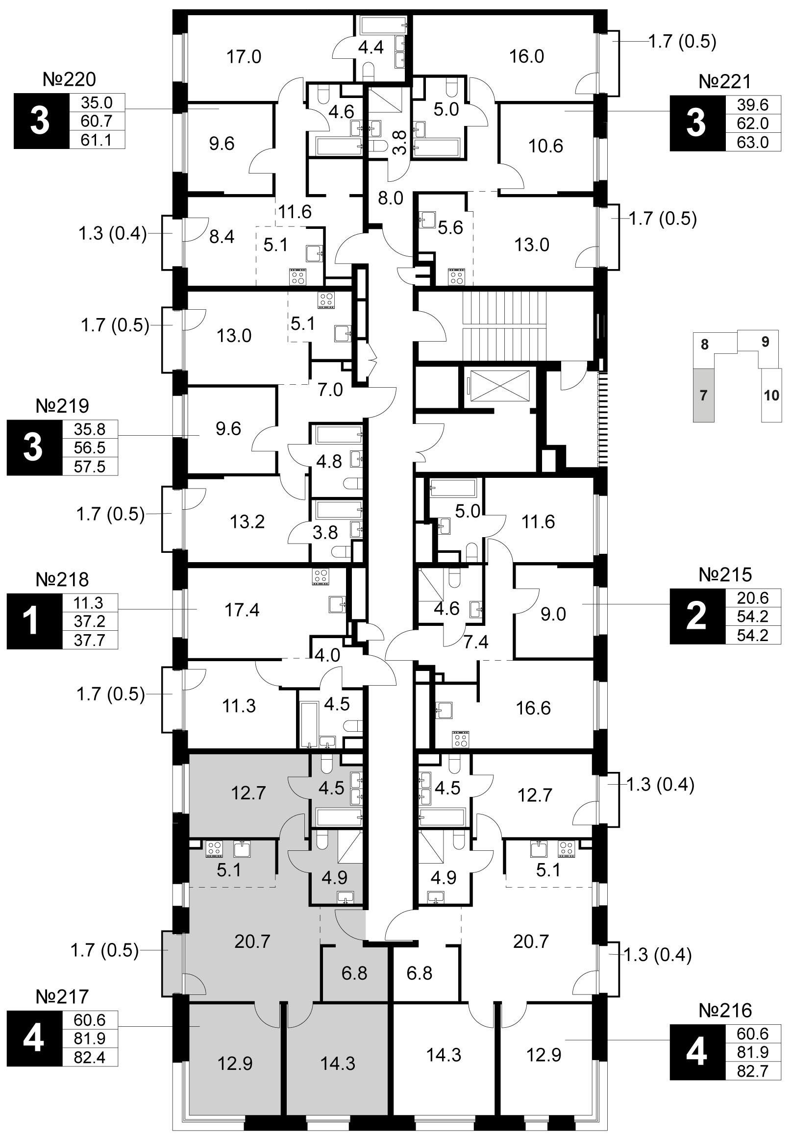 4-комнатная 82 м2 в ЖК Станиславский корпус null этаж 4