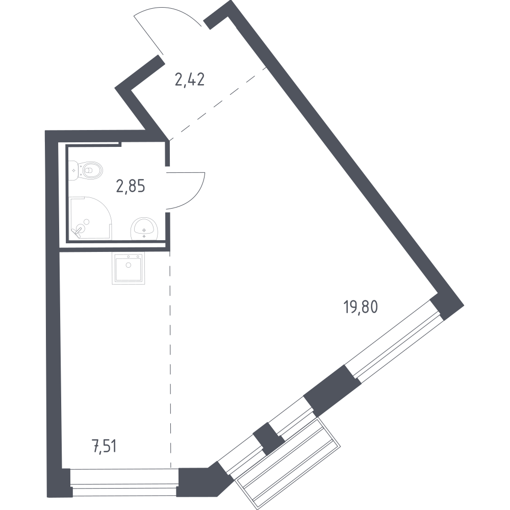Студия 32 м2 в ЖК Рублёвский Квартал корпус null этаж 6