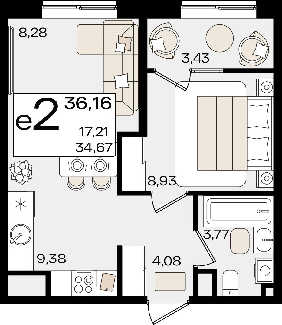 Студия 36 м2 в ЖК Патрики корпус null этаж 11