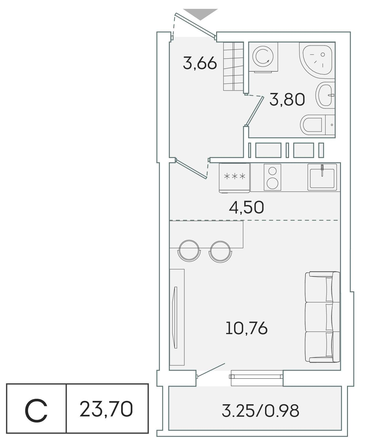 Студия 22 м2 в ЖК Лампо корпус null этаж 11