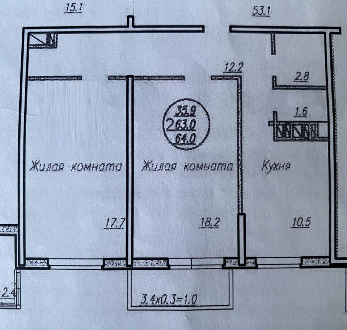 2-комнатная 63 м2 в ЖК undefined корпус null этаж 6