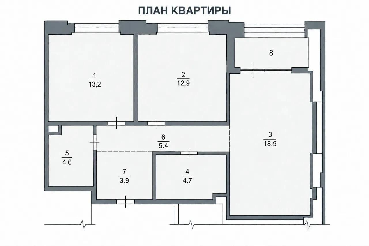 3-комнатная 63.6 м2 в ЖК undefined корпус null этаж 6