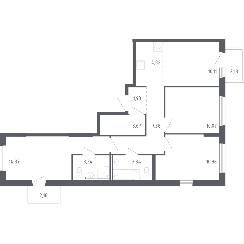 Студия 74 м2 в ЖК Чаркова 72 корпус null этаж 11