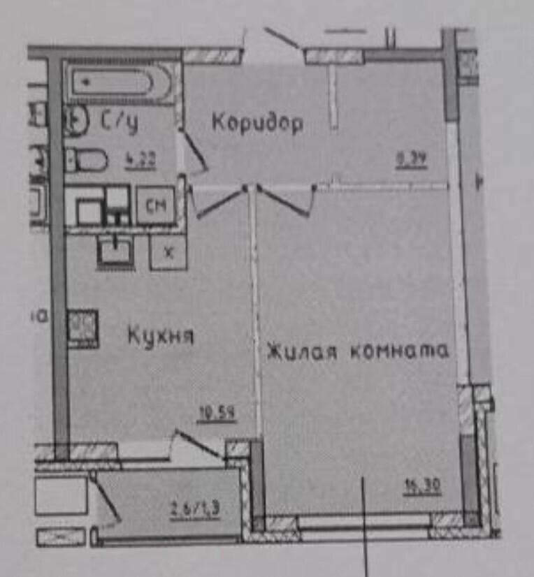 1-комнатная 39.5 м2 в ЖК undefined корпус null этаж 6