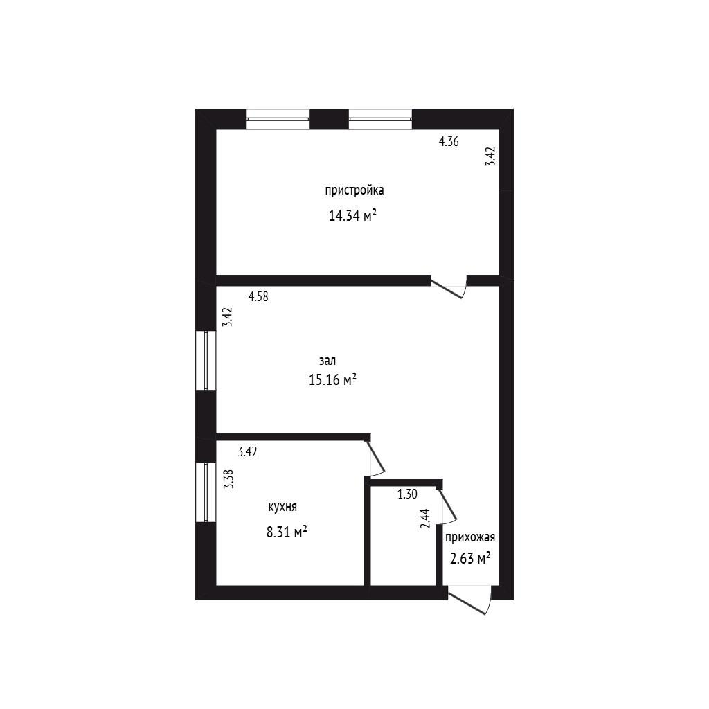 1-комнатная 46 м2 в ЖК undefined корпус null этаж 1