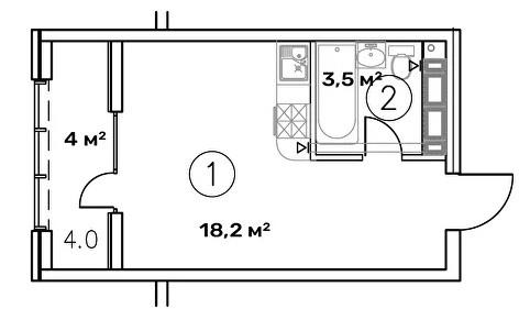 Студия 25.7 м2 в ЖК undefined корпус null этаж 3