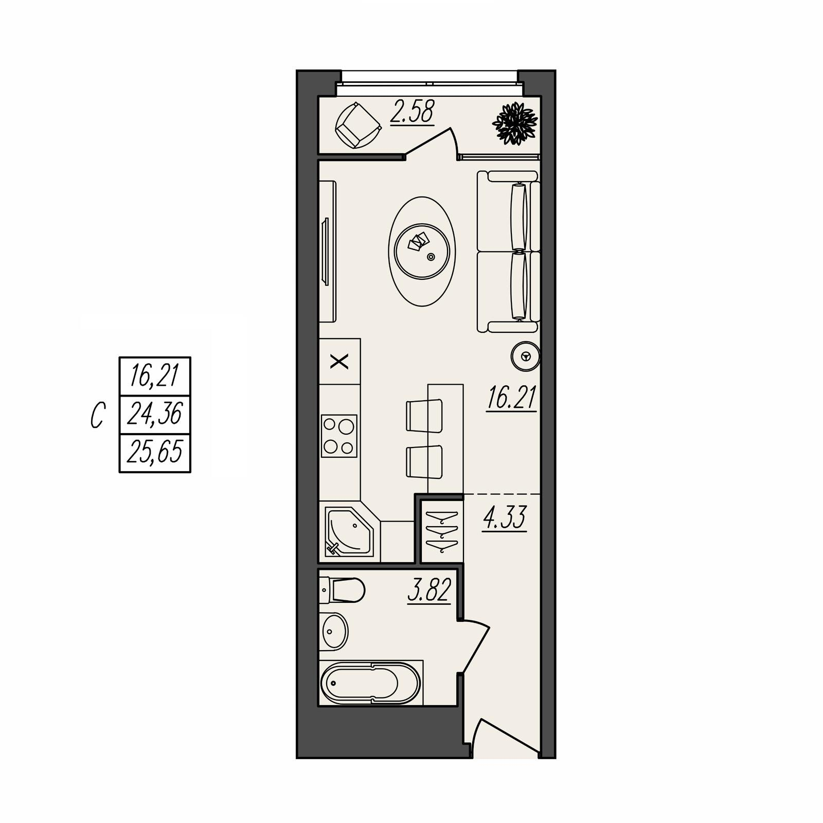 Студия 25 м2 в ЖК Берег Волги корпус null этаж 4