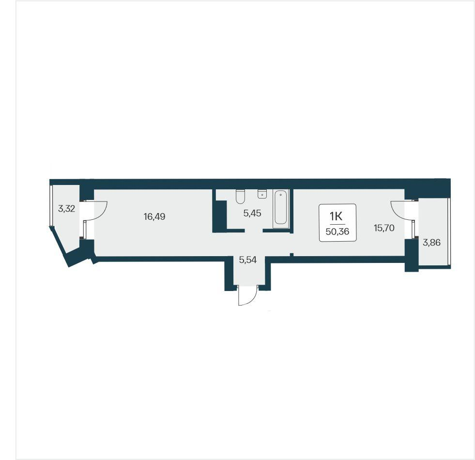 1-комнатная 50 м2 в ЖК Сакура Парк корпус null этаж 12