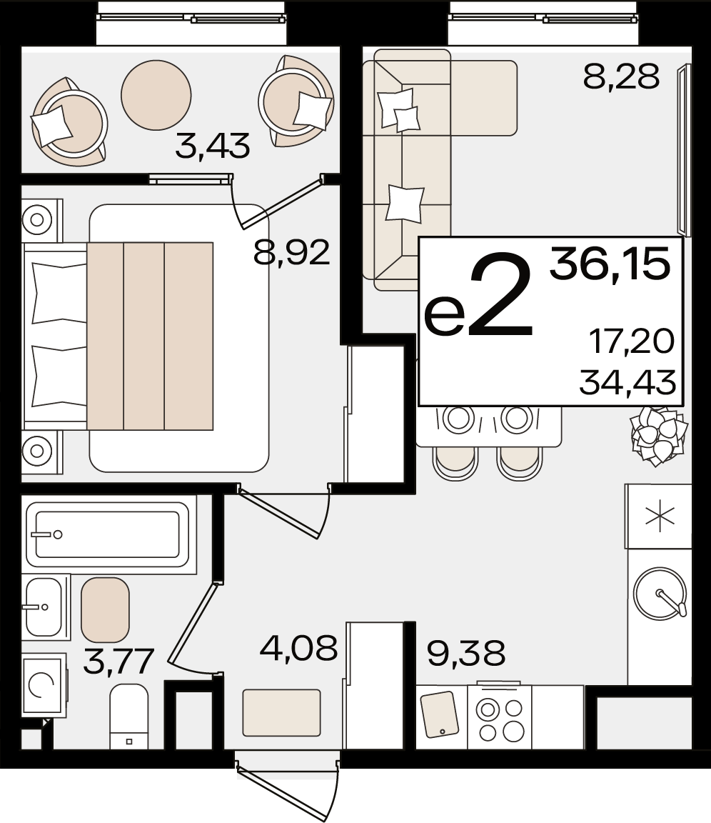 Студия 36 м2 в ЖК Патрики корпус null этаж 10