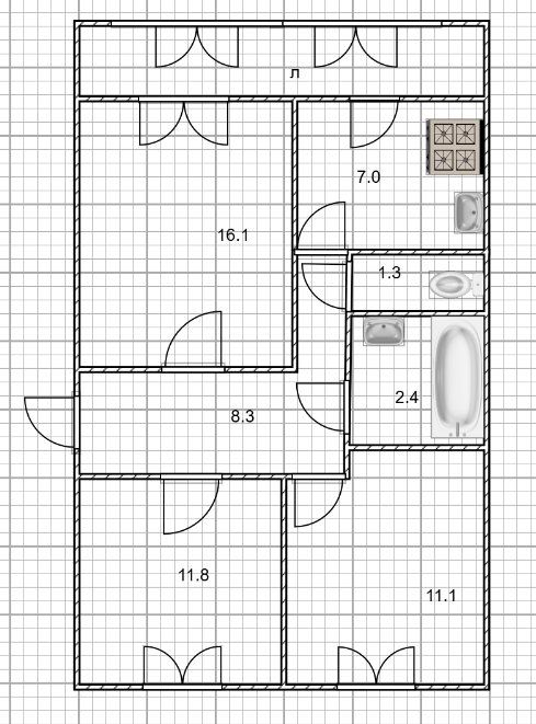 3-комнатная 58 м2 в ЖК undefined корпус null этаж 5