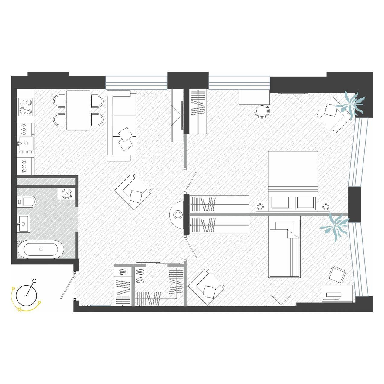 3-комнатная 78 м2 в ЖК R4 корпус null этаж 13