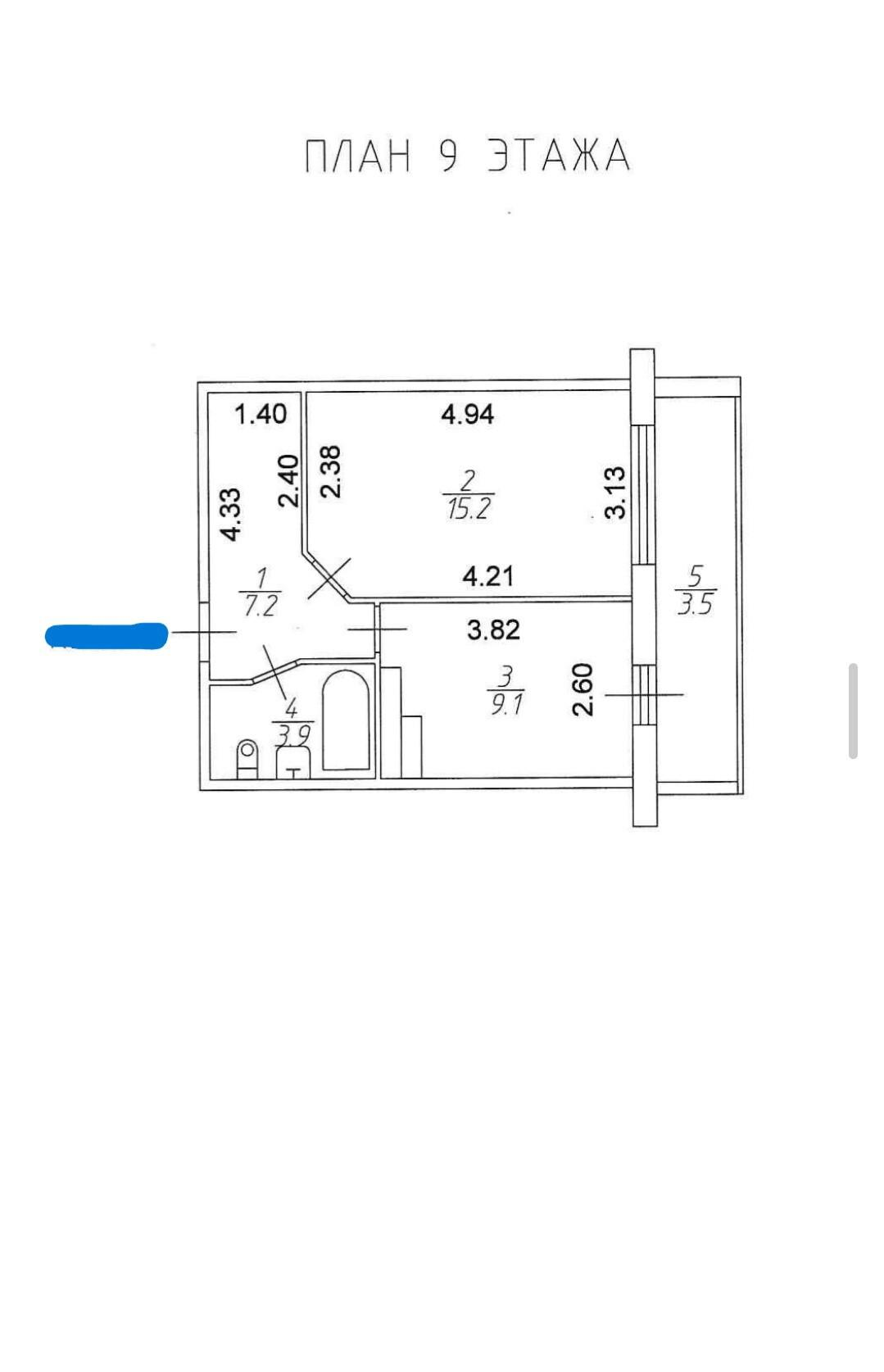 1-комнатная 35.4 м2 в ЖК undefined корпус null этаж 9