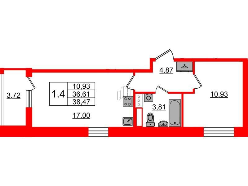 1-комнатная 36 м2 в ЖК Бионика Заповедная корпус null этаж 6
