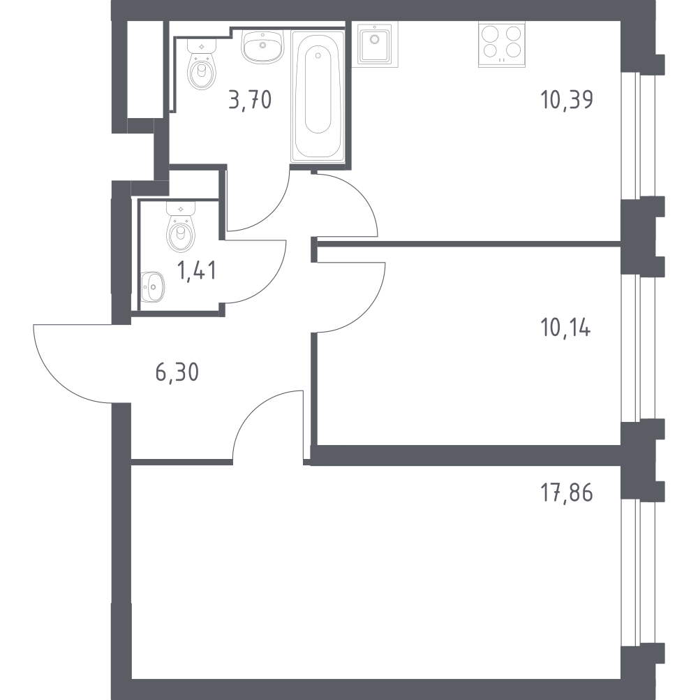 2-комнатная 50 м2 в ЖК Рябиновая Роща корпус null этаж 11