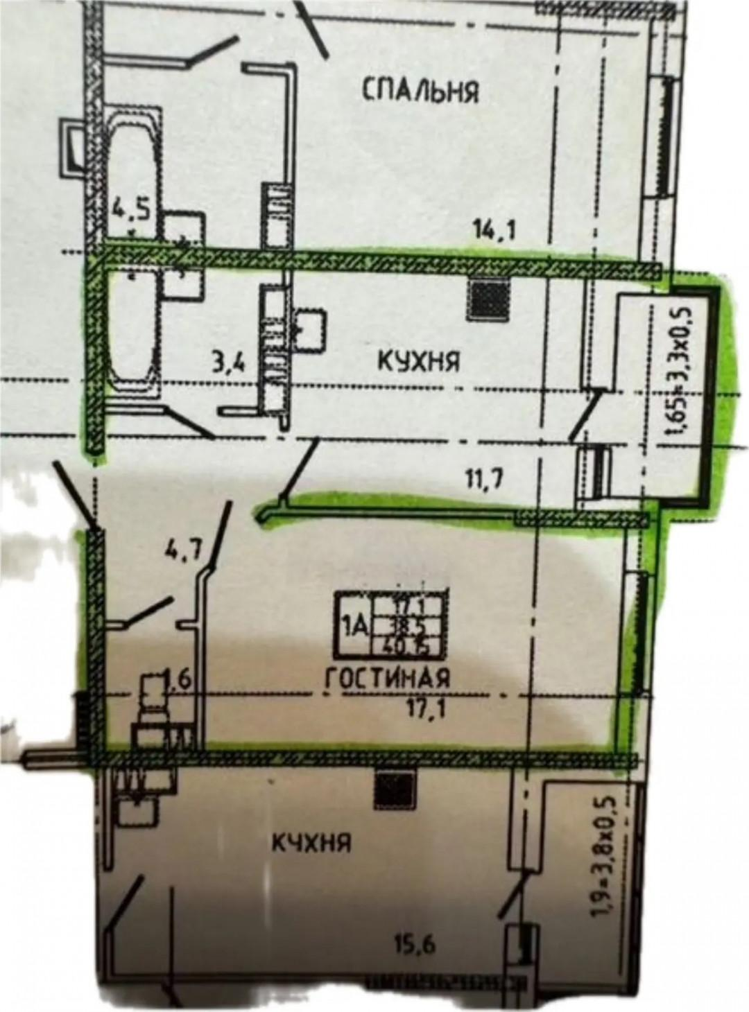 1-комнатная 42 м2 в ЖК undefined корпус null этаж 9