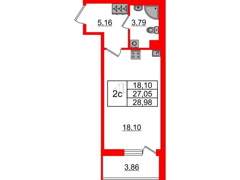Студия 27 м2 в ЖК Бионика Заповедная корпус null этаж 1