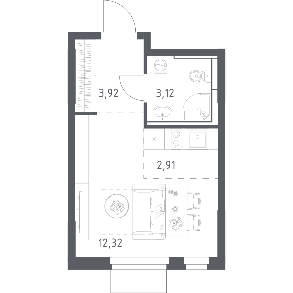 Студия 22 м2 в ЖК Мытищи Парк корпус null этаж 3