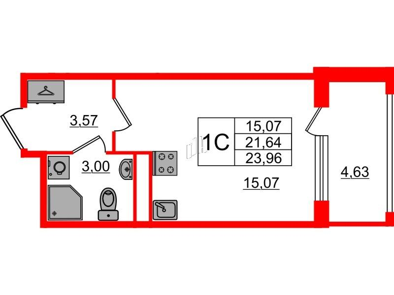 Студия 21 м2 в ЖК Дворцовый фасад корпус null этаж 2