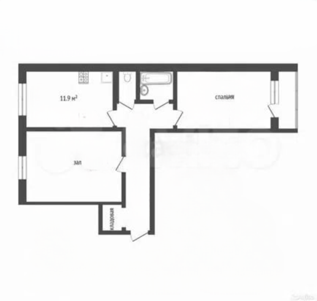 2-комнатная 56.6 м2 в ЖК undefined корпус null этаж 1