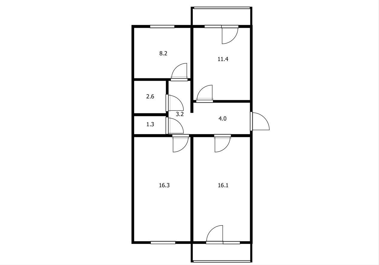 3-комнатная 63.7 м2 в ЖК undefined корпус null этаж 3