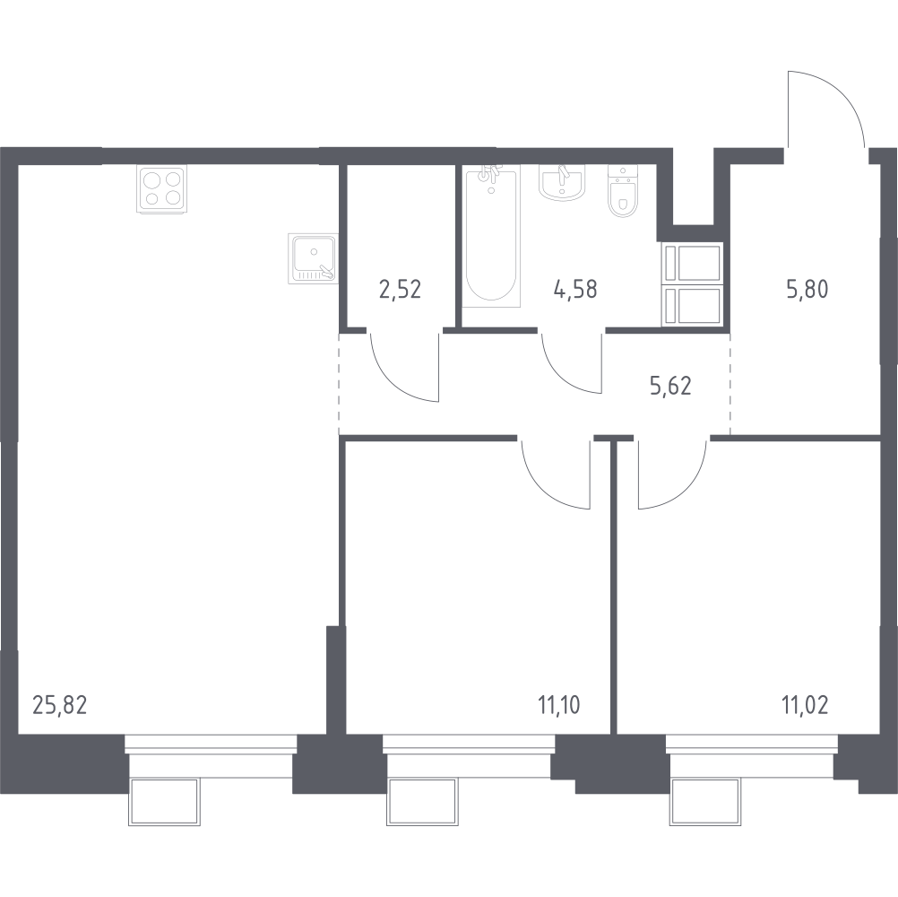 2-комнатная 65 м2 в ЖК Тропарево Парк корпус null этаж 20