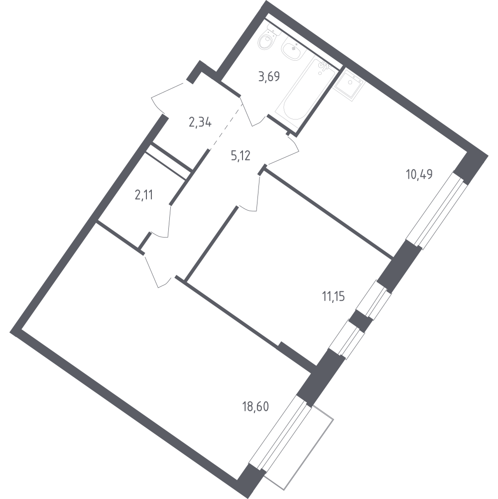 2-комнатная 52 м2 в ЖК Рублёвский Квартал корпус null этаж 4