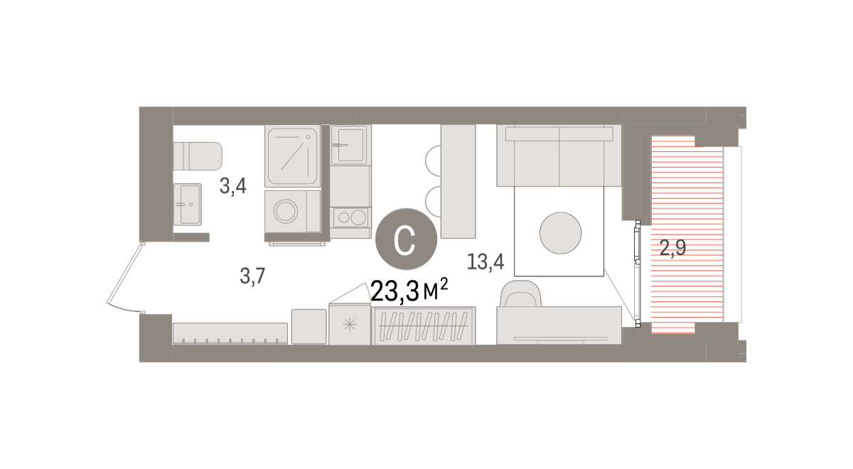 Студия 23 м2 в ЖК Европейский берег корпус null этаж 15