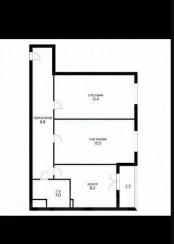 2-комнатная 46.8 м2 в ЖК undefined корпус null этаж 1