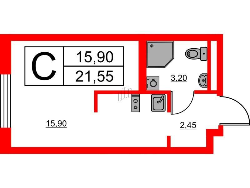 Студия 21 м2 в ЖК Avenue Apart Пулково корпус null этаж 11