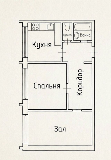 2-комнатная 45 м2 в ЖК undefined корпус null этаж 8