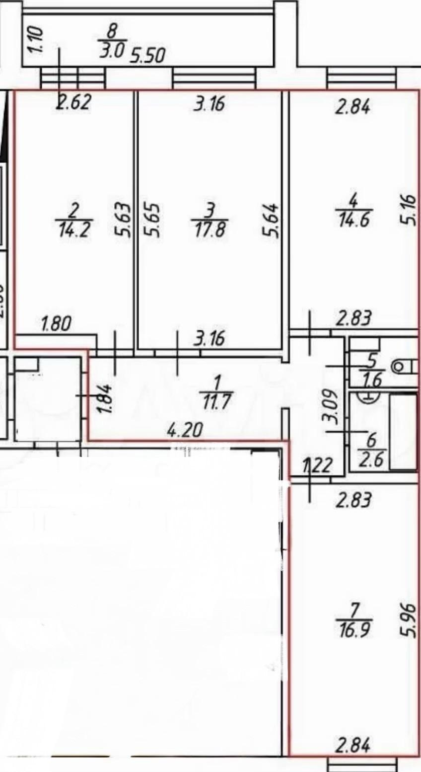 3-комнатная 82.6 м2 в ЖК undefined корпус null этаж 10