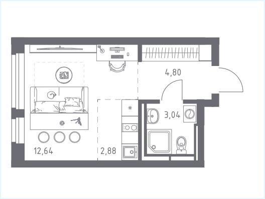 Студия 23.3 м2 в ЖК undefined корпус null этаж 13