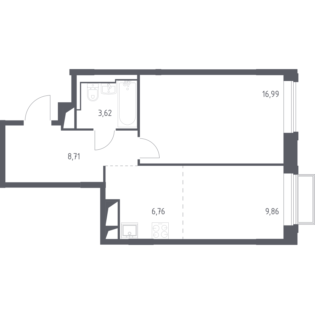 Студия 45 м2 в ЖК Долина Яузы корпус null этаж 24