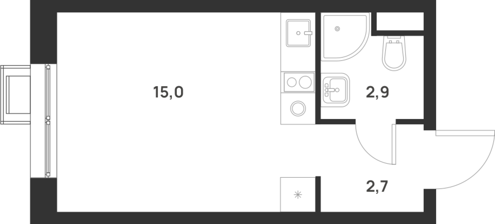 Студия 20 м2 в ЖК Foreville корпус null этаж 5