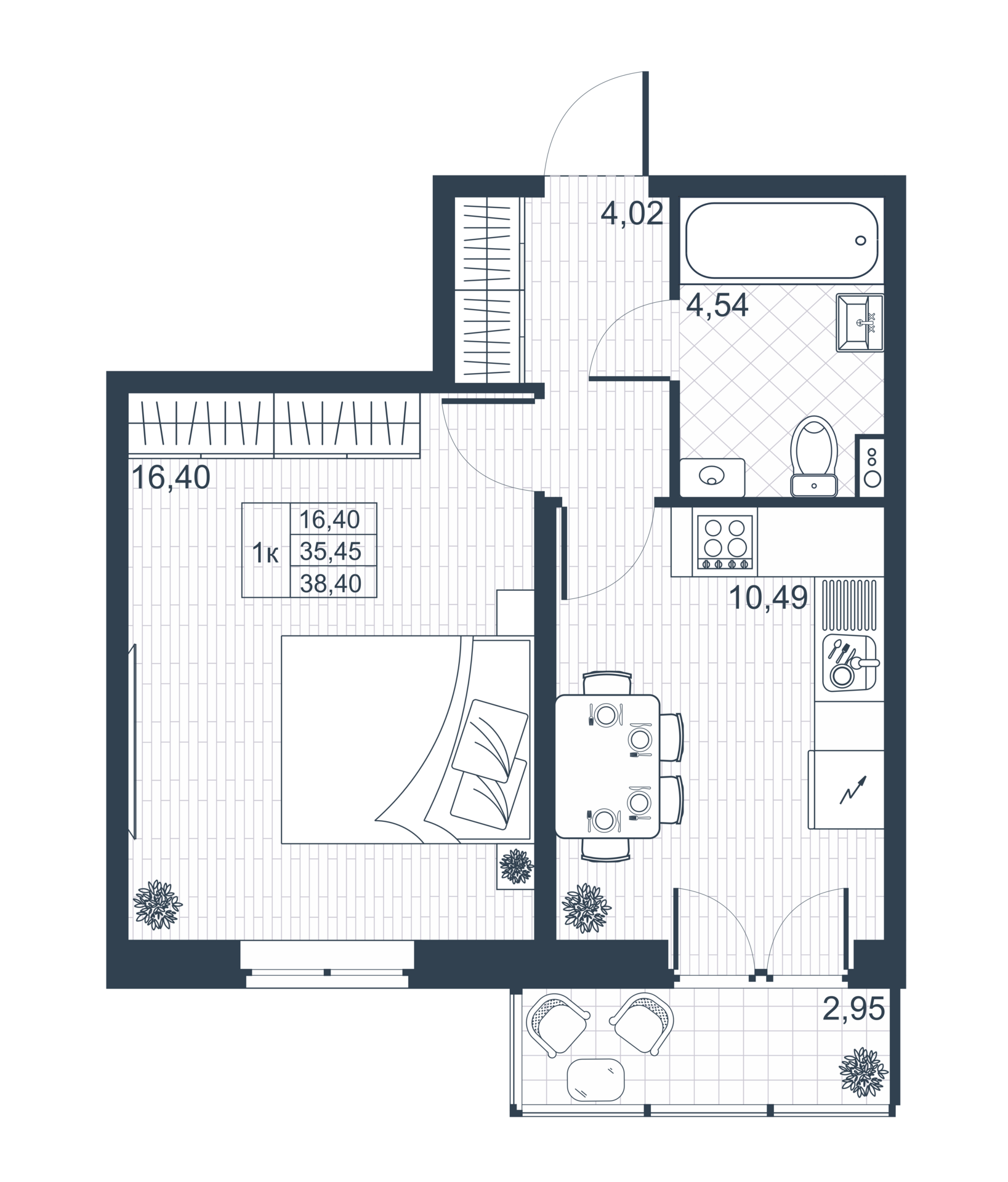 1-комнатная 35 м2 в ЖК Ново-Антропшино корпус null этаж 1